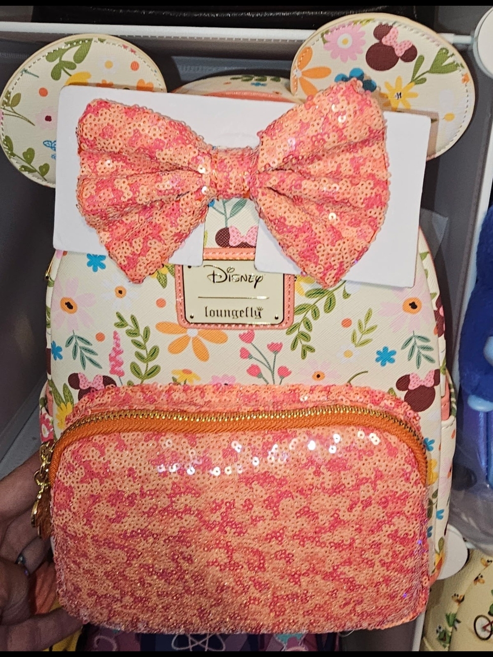 Minnie Mouse Springtime Sequins Backpack, Pastel Sequins & Vibrant Floral